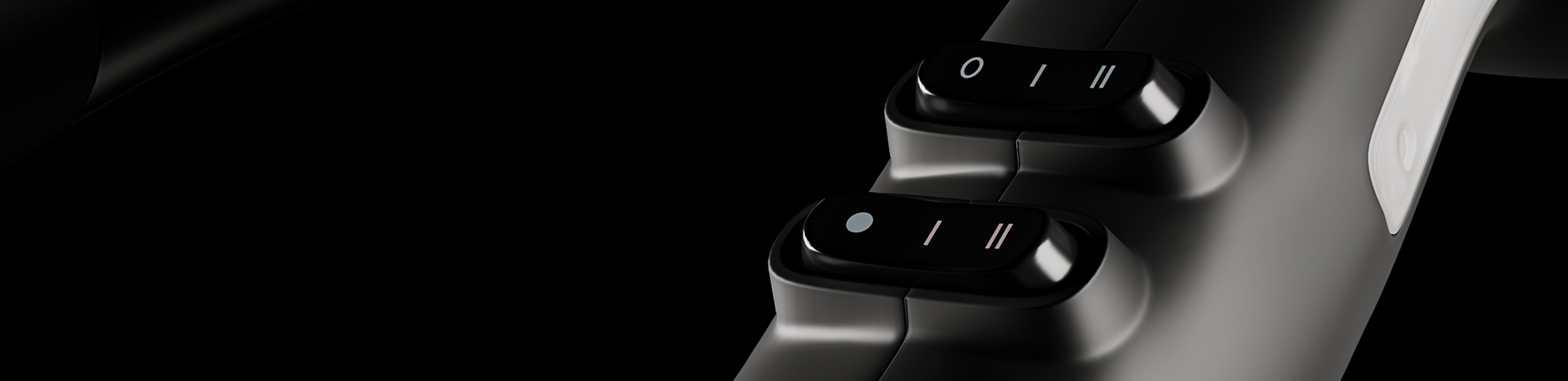 Close up of the power and temperature settings on a CLOUD NINE hairdryer.